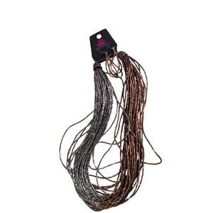 Paparazzi Metallic Bead Tassel Earrings & Necklace Set In Silver & Bronze